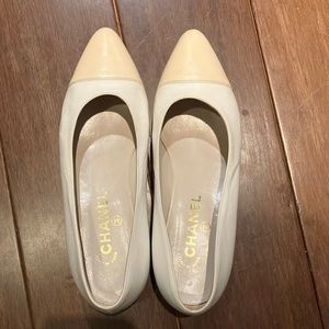 Chanel low heels, wore couple times with minor scratches and wrinkles.